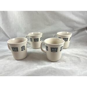 Corelle Corning Tribal Spirit Cups Mugs Set of 4  Aztec Design Mid Century